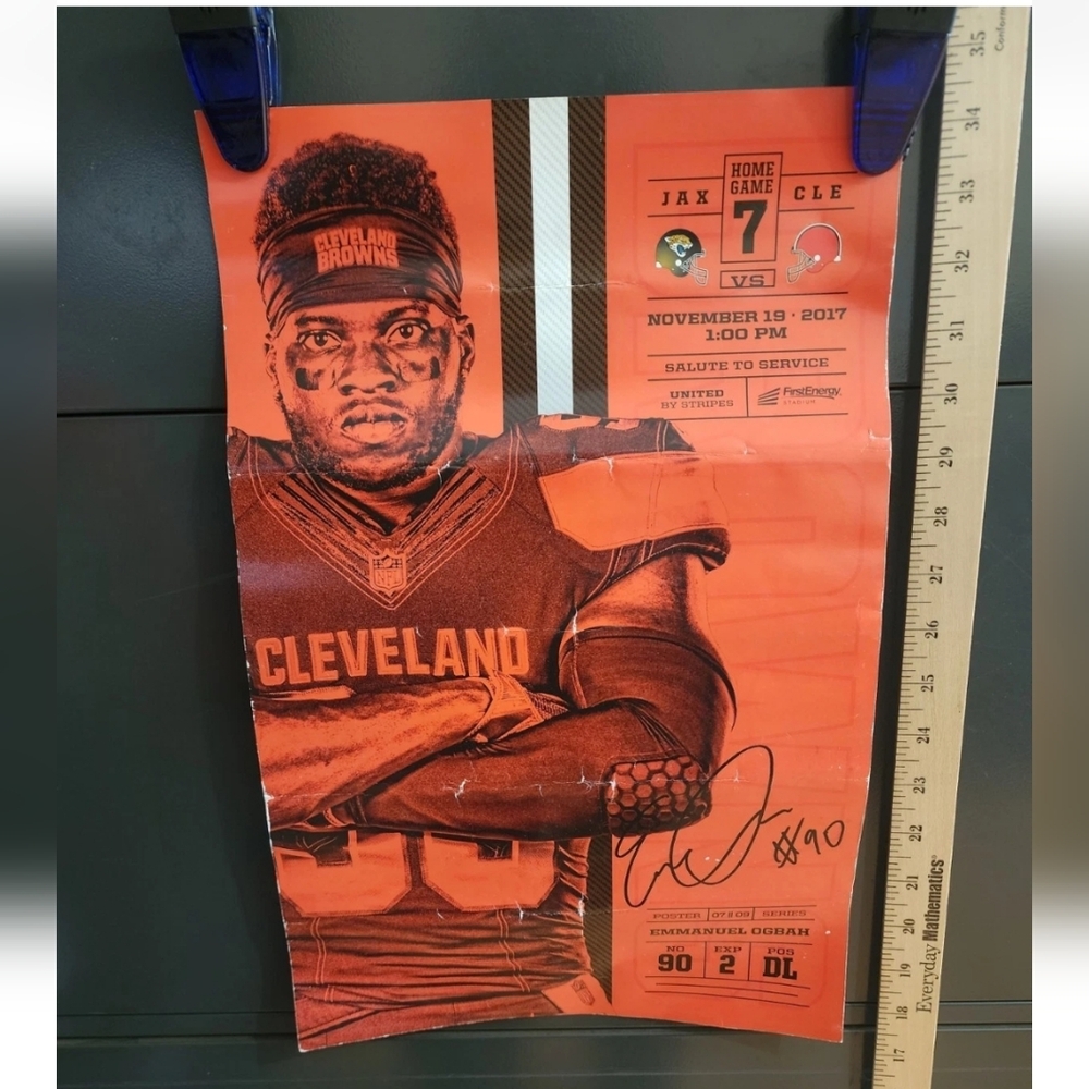 Emmanuel Ogbah Autographed Cleveland Browns NFL Gameday Poster 11/19/17